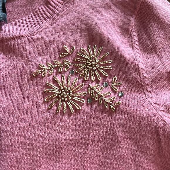 Bisou Bisou Michele Bohbot Pink Embellished Cardigan Sweater - Picture 6 of 9